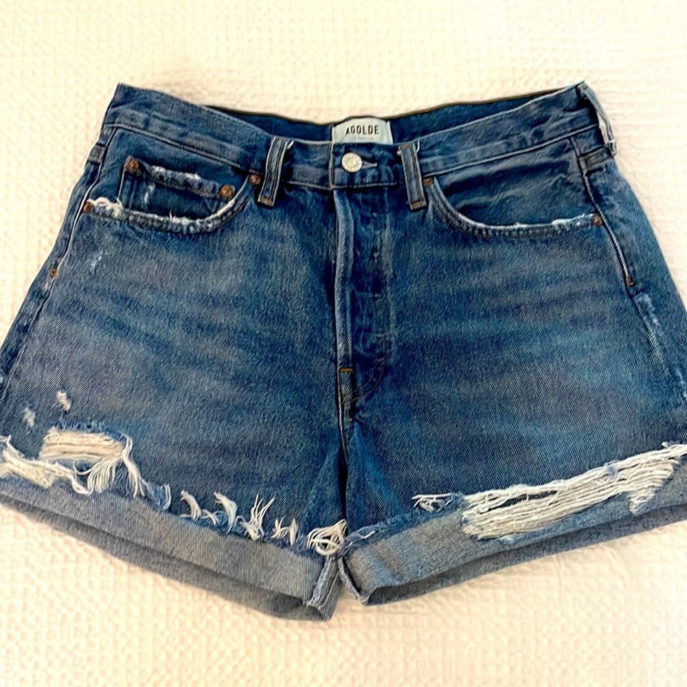 AGOLDE Parker long shorts with cuff; size 28